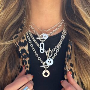 Bijoux femme argent collier pendentifs superposition 