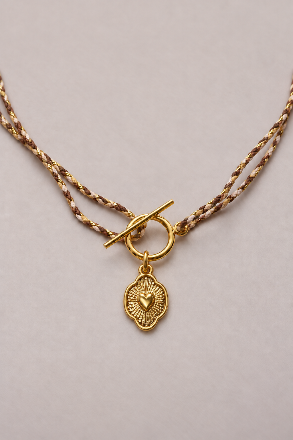 Collier Lou Cœur bohème tressé doré
