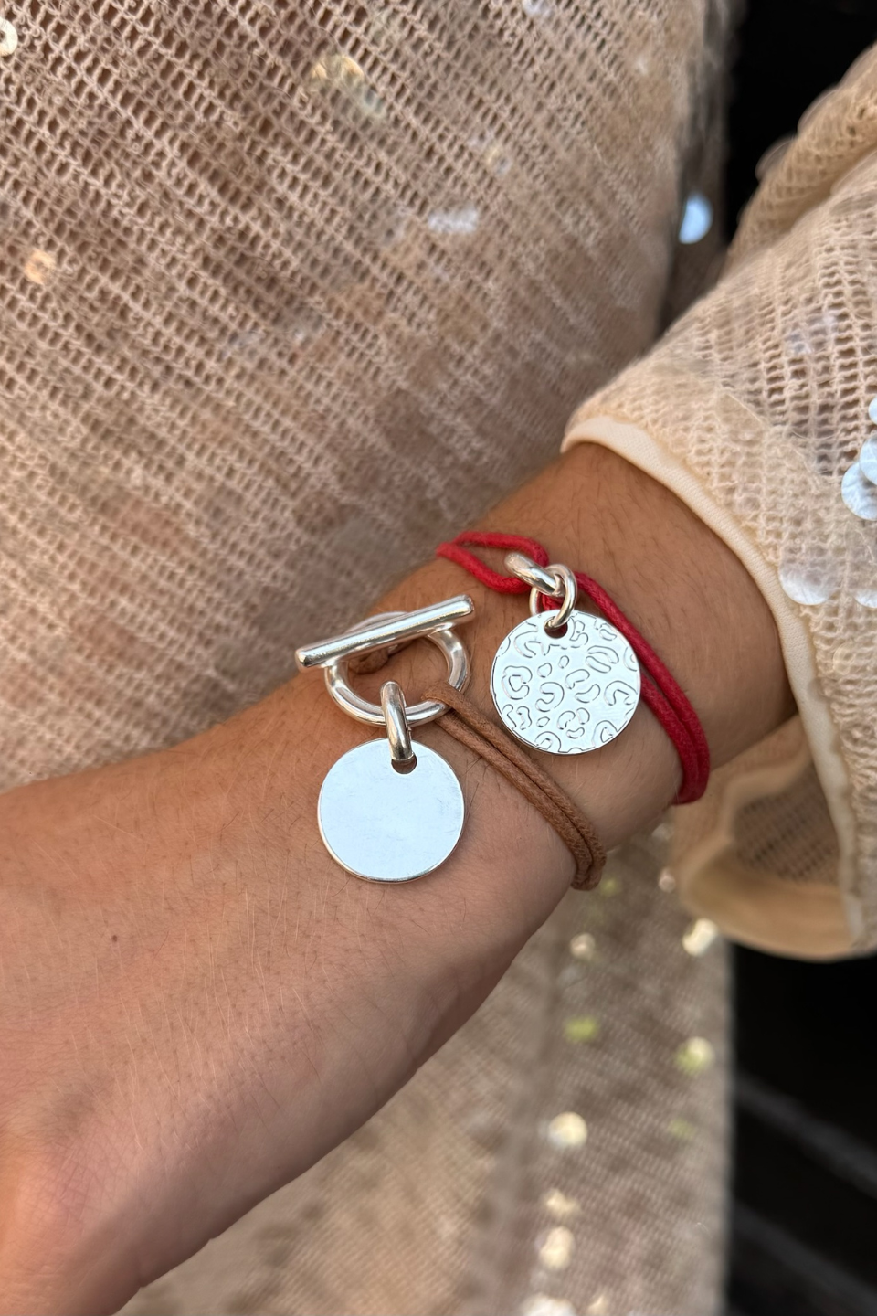 Bracelet Liv médaille Léopard argenté