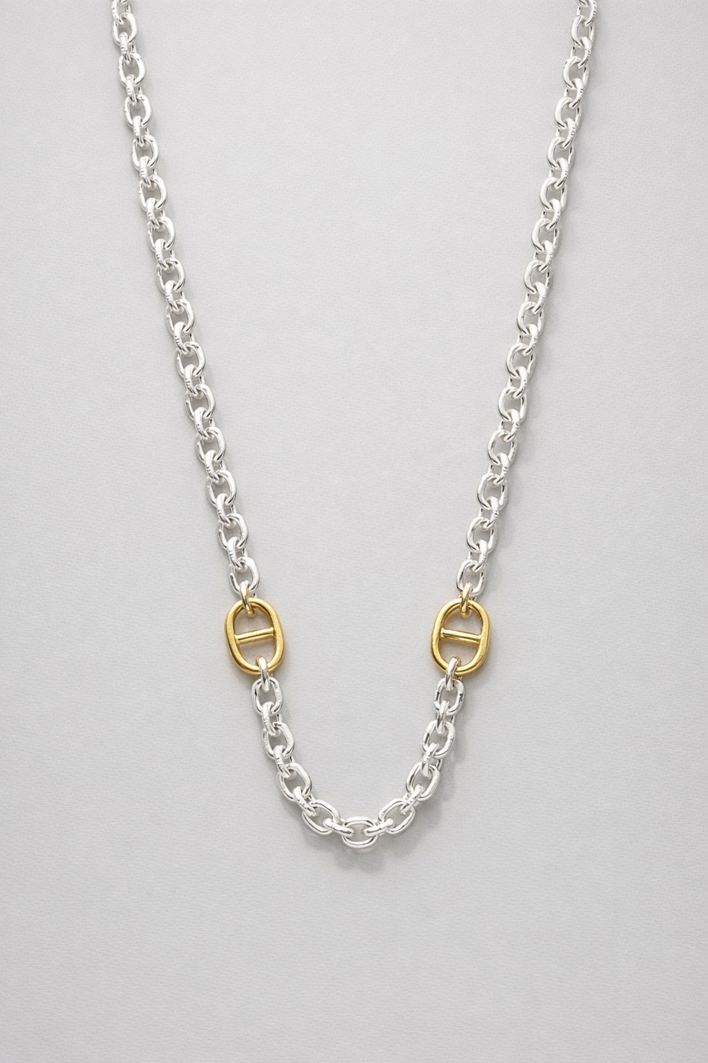 Collier long Scarlett mailles doré et argenté