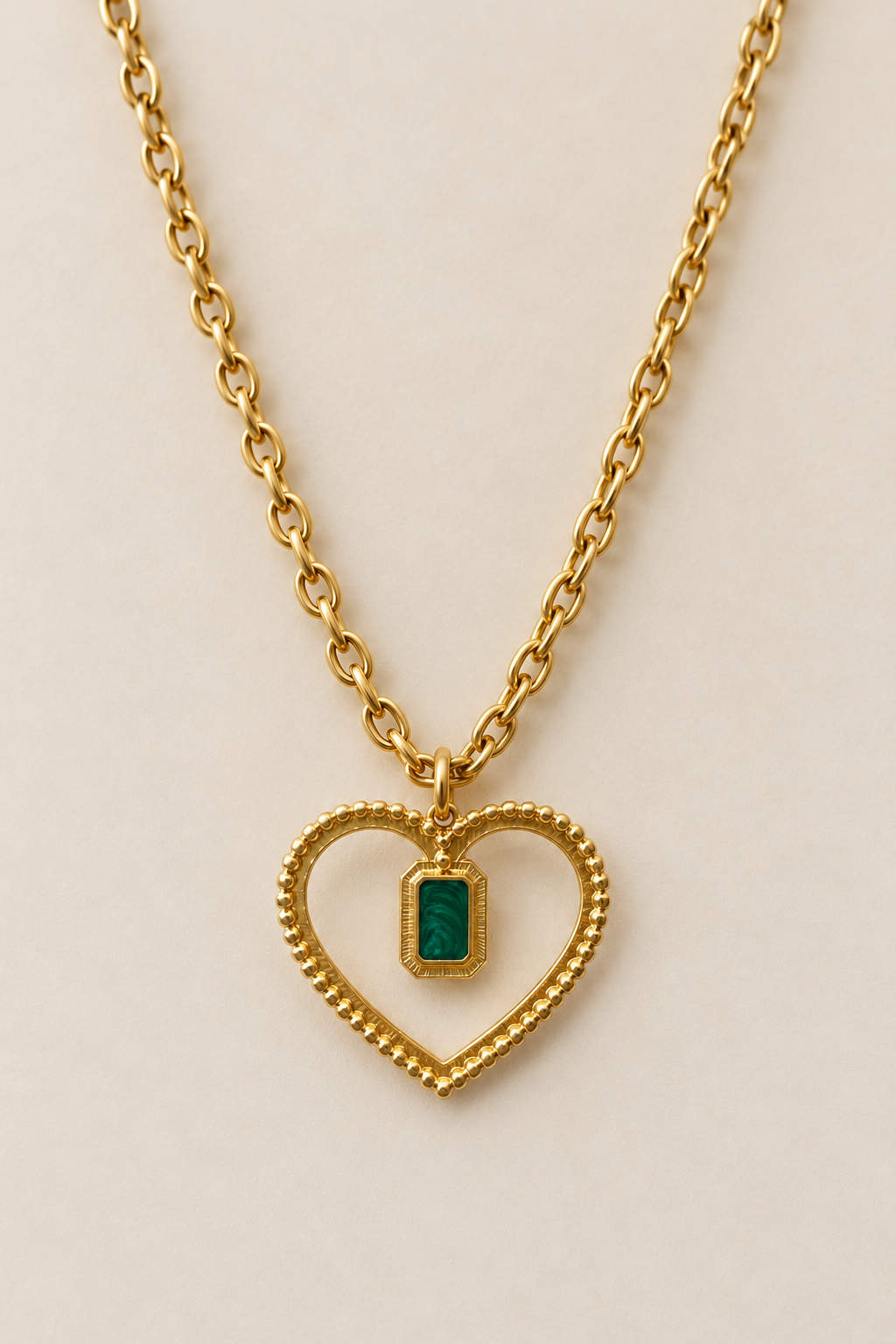 Collier Alma cœur vert doré Musardise