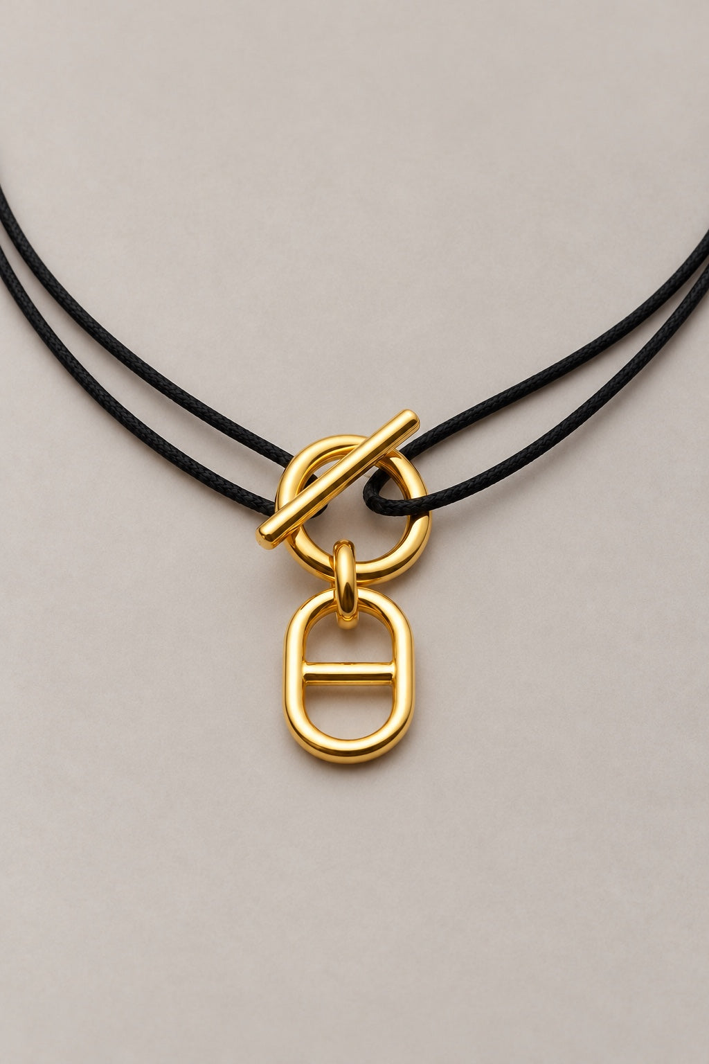 Collier attache maille doré Musardise, cordon noir