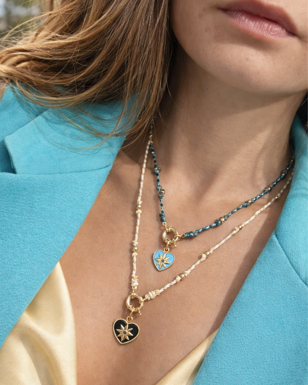 Collier Tressé Coeur Strass